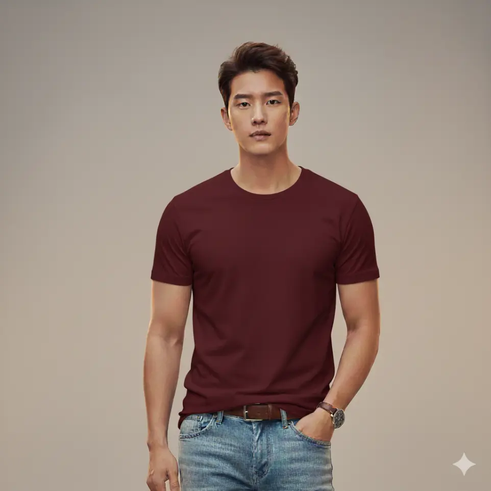 WINE ROUND NECK T-SHIRT