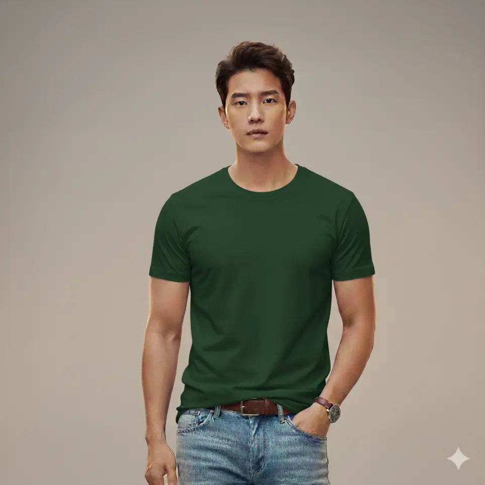 DARK GREEN ROUND NECK T-SHIRT